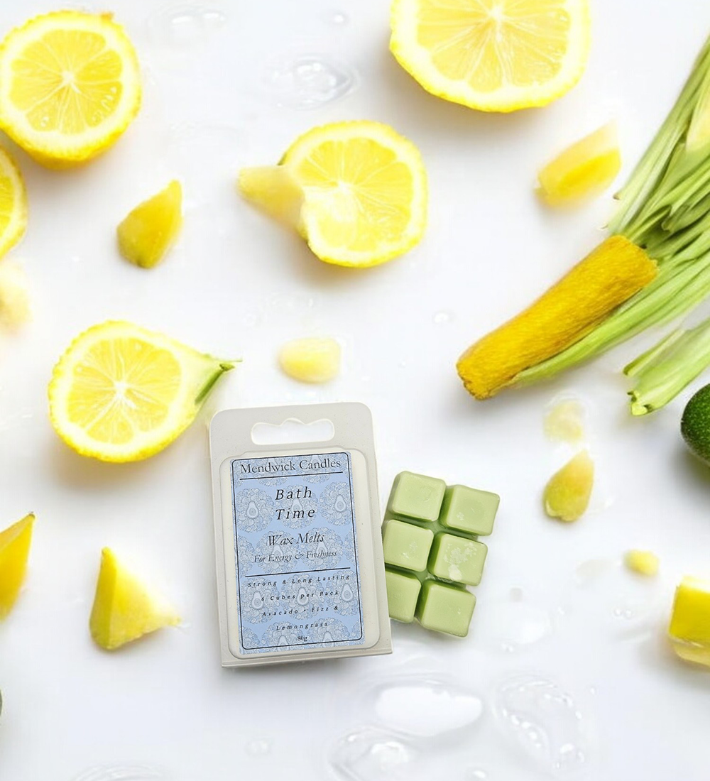 Bath Time Wax Melts - Lifestyle shown with lemon grass and lemons