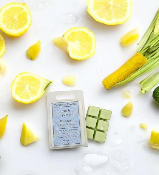 Bath Time Wax Melts - Lifestyle shown with lemon grass and lemons