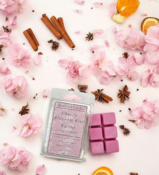 Cherry Blossom Kiss Wax Melts Surrounded by cherry blossoms, cinnamon and spices