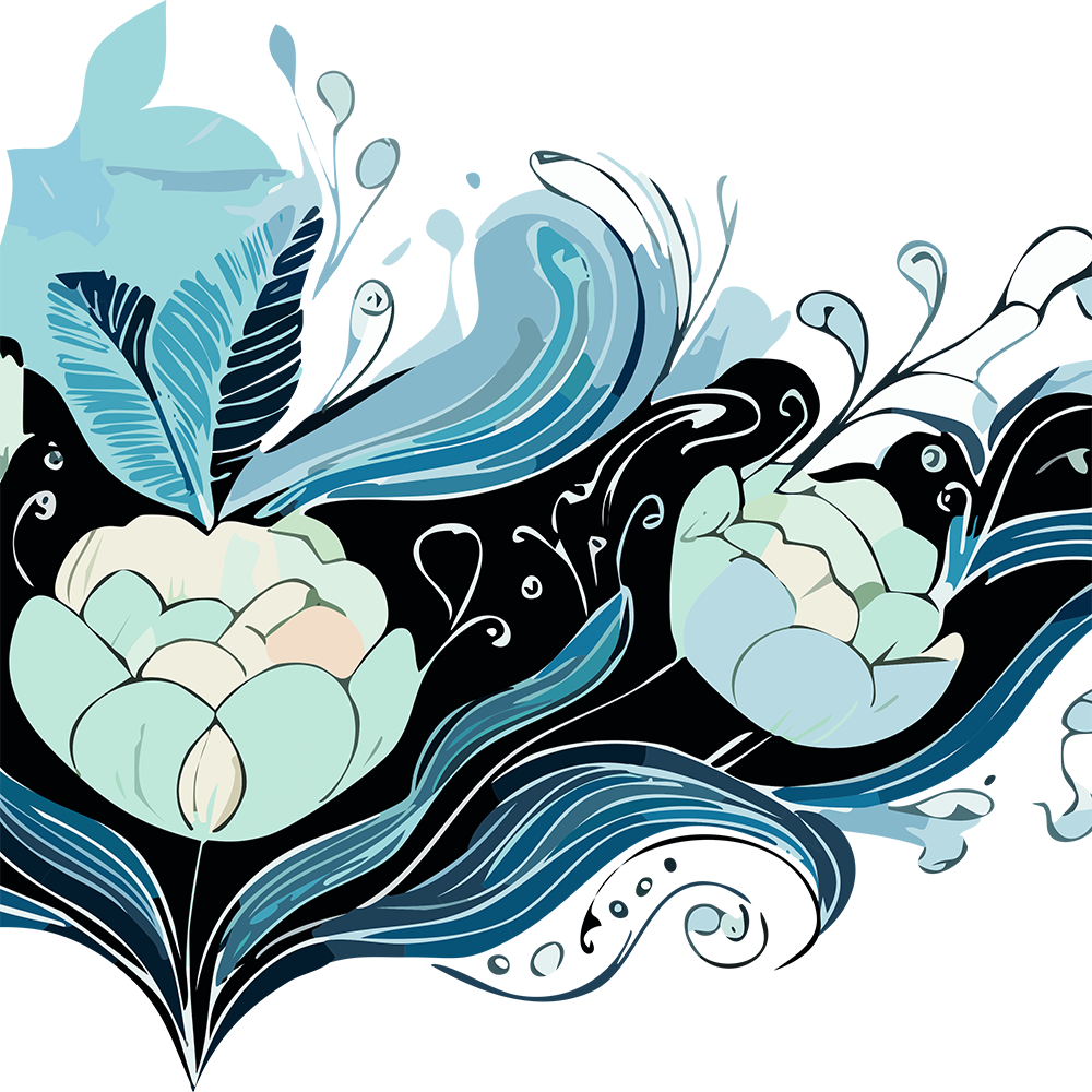 Floral scent icon, showing hues of blue and floral patterns