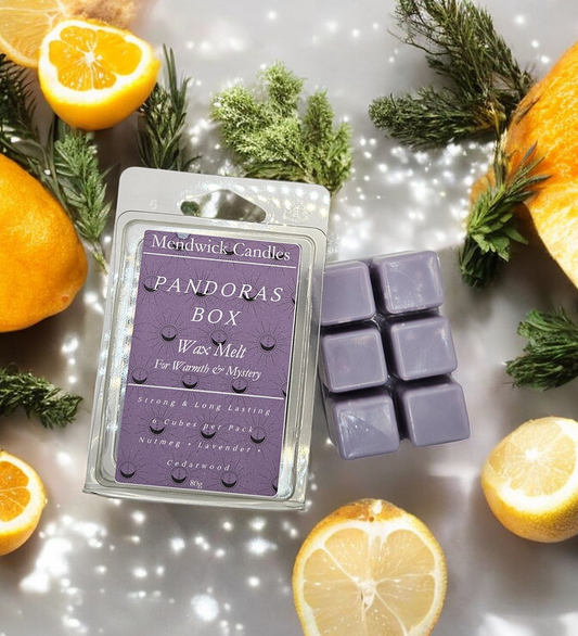 Pandoras Box Scented Wax Melt shown on herbs and citrus fruits